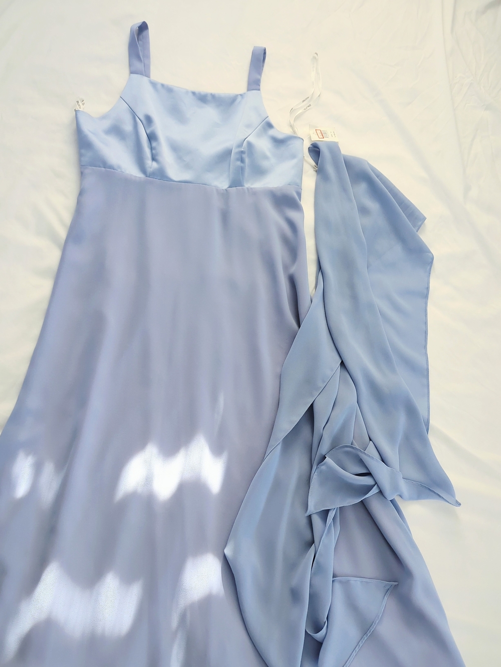 Vintage Night Way Collections Pale Blue Maxi Dress with Halter Scarf - Picture 2 of 8